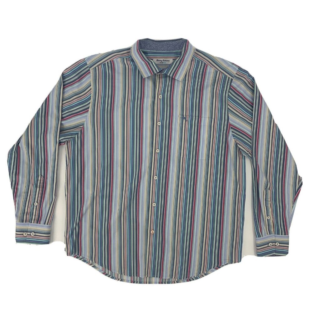 Men's Tommy Bahama Island Zone Long Sleeve Button Down Shirt Multicolor Stripe L